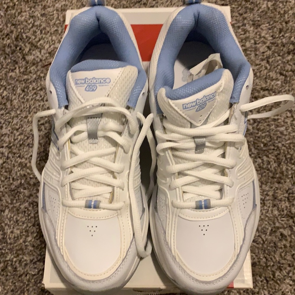 New Balance 409 Sneakers White & Blue Size 8